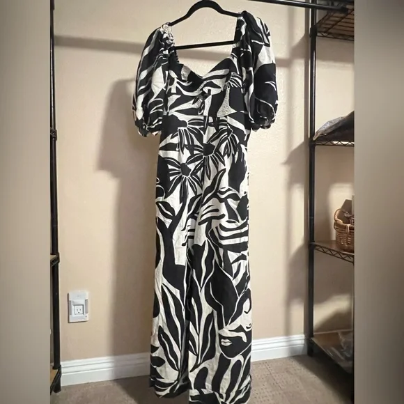 Farm Rio x Anthropologie Puff-Sleeve
Printed Linen Jumpsuit - Picture 4 of 15